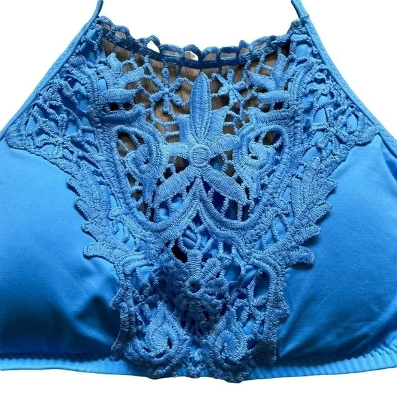 Becca by Rebecca Virtue 2 Piece Crochet Halter Top Swimsuit Sz. NWT  Sz. L - Picture 7 of 13